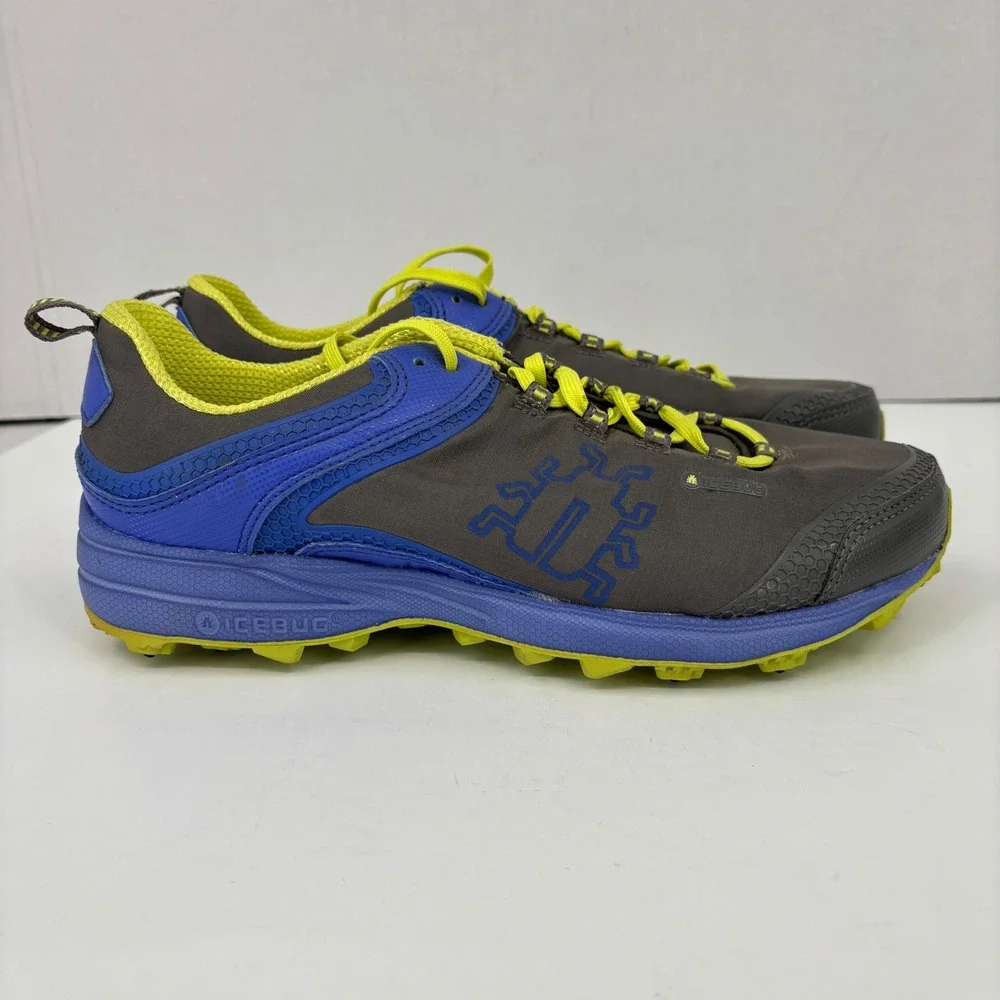 Icebug Aurora-L BUGrip Trail Running Shoes Womens 10 Grey Blue Lime Studded